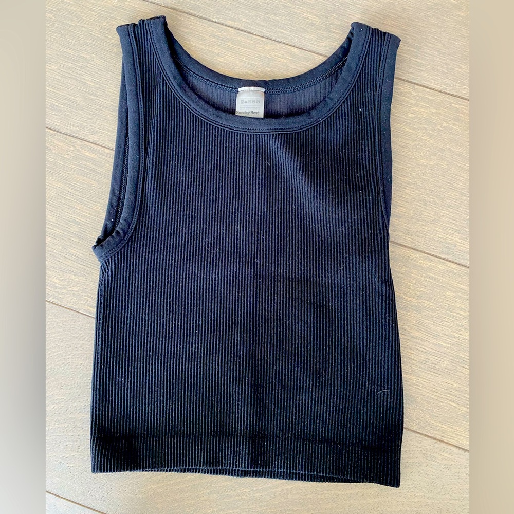 Sunday Best- Black Ribbed Tank Top (Small)